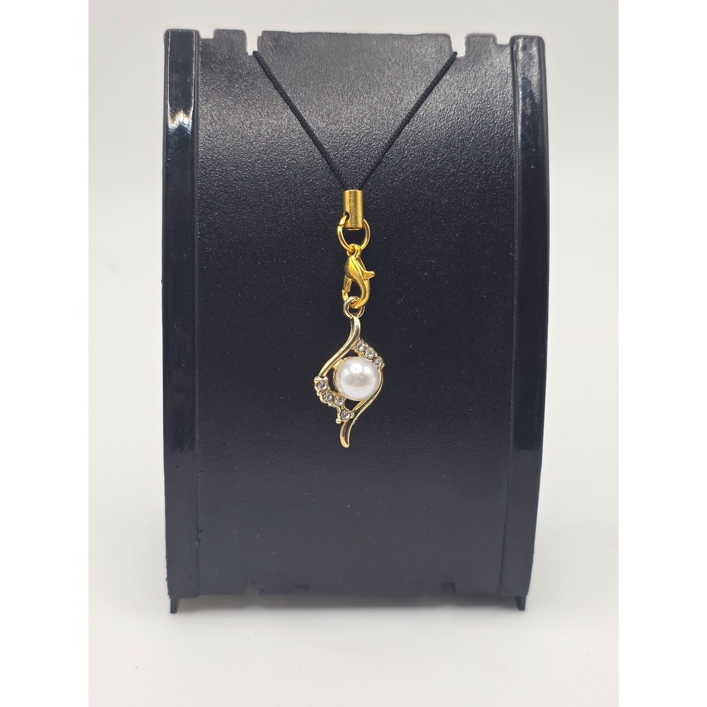 Gold Rhinestone Pearl Phone Charm Handmade  BUNDLE & OFFER TO SAVE